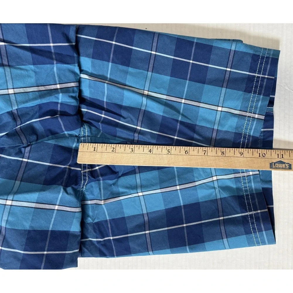 LL BEAN -‎ Men's Blue Plaid Hybrid Swim Trunk Boardshorts Shorts - Size 30x10